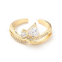 Кольцо-капля из прозрачного кубического циркония с открытой манжетой RJEW-P204-06G