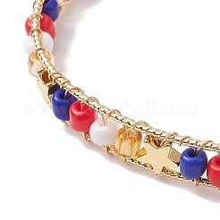 Braccialetti a forma di stella in ottone con perline di semi di vetro&nbsp;BJEW-MZ00053