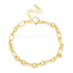 Латунные браслеты-цепочки Фигаро для женщин и мужчин BJEW-K273-03G