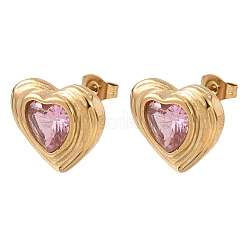 Ohrstecker aus Edelstahl 304 mit Zirkonia-Pavé&nbsp;EJEW-D364-02A-G