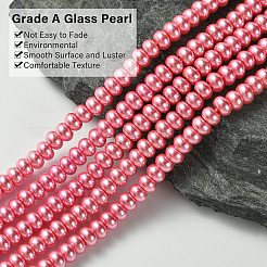 環境に優しいスプレー塗装ガラスロンデルビーズ連売り  ガラスパール  木綿糸で  マゼンタ  5x3mm  穴：1mm  約120個/連  16インチ&nbsp;DGLA-L003-3x5mm-26