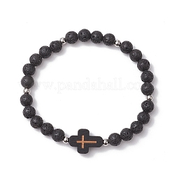 2 bracelet extensible en pierre de lave naturelle&nbsp;BJEW-JB11832