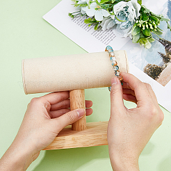 Подставки для браслетов из бархата с Т-образным стержнем и деревянной основой BDIS-WH0003-29