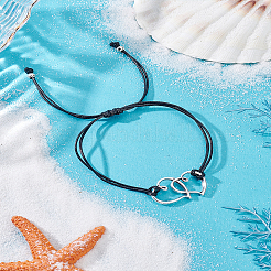 1 шт. регулируемые браслеты из сплава и вощеного шнура для женщин&nbsp;AJEW-LP0007-58B