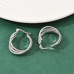 Серьги-гвоздики с тройным кольцом из нержавеющей стали 304&nbsp;EJEW-P324-09P