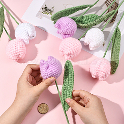 9 Stück 3 Farben Polyester mit Eisendraht künstliche Tulpenblume&nbsp;AJEW-SC0031-42B