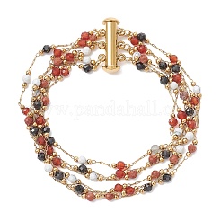 Браслеты-цепочки из многорядной нержавеющей стали 304 с драгоценными камнями для женщин&nbsp;BJEW-JB12985