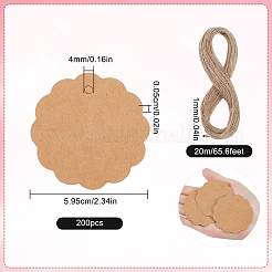 200шт пустые подарочные бирки из крафт-бумаги&nbsp;CDIS-SP0001-10C