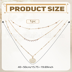 Латунный текстурированный дисковый кулон 3 слой ожерелья для женщин&nbsp;NJEW-LP0009-50