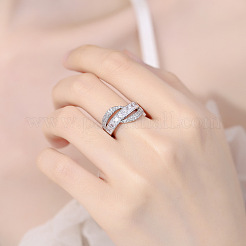 Messing Micro Pave Zirkonia Manschette offene Ringe&nbsp;WG7616C-01