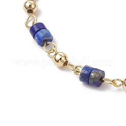 Браслеты из звеньев нержавеющей стали 304 с натуральным окрашенным лазуритом для женщин BJEW-JB11683-02