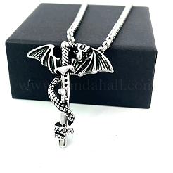 Ожерелья с подвеской в виде меча в европейском стиле из нержавеющей стали в виде дракона для мужчин и женщин CV9582