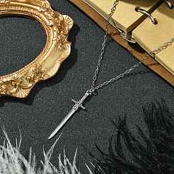 Готические ожерелья из нержавеющей стали 304 с цепочкой из троса NJEW-JN04983-01