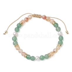 Браслеты из круглых бусин с натуральным зеленым авантюрином&nbsp;BJEW-JB13392-01