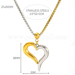 Valentinstags-Halsketten mit zweifarbigem Herzanhänger aus Edelstahl 304 für Damen&nbsp;WG29D85-01