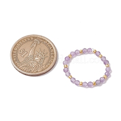 女性用天然アメジストビーズストレッチリング  ガラスシードビーズで  多面カットラウンド  内径：19mm&nbsp;RJEW-JR00868-02