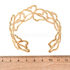 Bracciali rigidi aperti da donna in acciaio inossidabile 304 con contorno a fiore cavo.&nbsp;SA-CBABC9E-02G