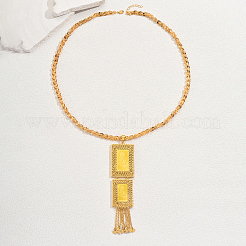 Элегантные латунные и железные прямоугольные ожерелья с цветочной текстурой для женщин&nbsp;UL5842