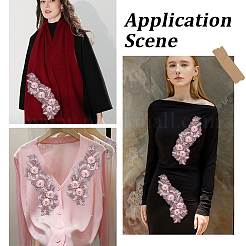 Полиэстер вышитые кружевные нашивки на ткань&nbsp;AJEW-WH20070-069C