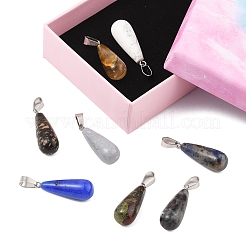 Наборы для самостоятельного изготовления ожерелий с подвесками из натуральных и синтетических драгоценных камней и вощеного шнура DIY-FS0008-48