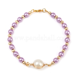 Браслеты из круглых бусин со стеклянным жемчугом для женщин&nbsp;BJEW-JB11975-03