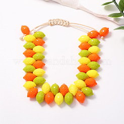 Bracelets ajustables en plastique tressé citron pour femmes&nbsp;WG2B9FF-01