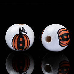 Бусины из натурального дерева с принтом осенней тематики WOOD-S057-081