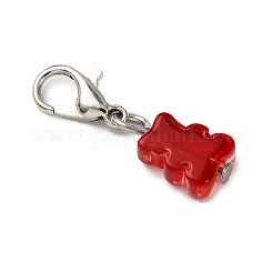 Подвесные украшения в виде стеклянных медведей HJEW-JM04073-02