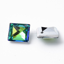 電気メッキガラスチャーム  シルバーメッキのボトム  多面カット  菱形  ミックスカラー  11x11x5mm  穴：1mm  84個/ボードについて  5ボード/ボックス&nbsp;EGLA-N006-021A-5