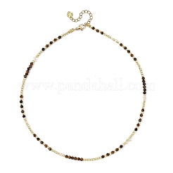 Collane con perline rotonde sfaccettate di occhio di tigre naturale e perle naturali&nbsp;NJEW-JN06549-01
