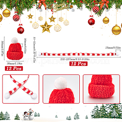 12 mini bonnet en laine au crochet avec pompon et 12 mini écharpes en laine à tricoter et 1 sacs rectangulaires en plastique&nbsp;AJEW-SC0003-46A