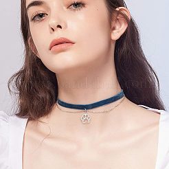 304ステンレススチール製ペットペンダント  手動研磨  犬の足跡  ステンレス鋼色  18x16x1.5mm  穴：1.6mm  20個/箱&nbsp;STAS-UN0007-09P