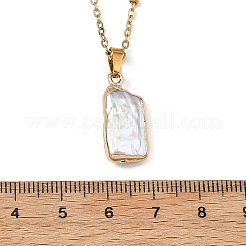 Colliers pour femmes avec pendentif rectangulaire en perle keshi naturelle baroque et chaîne satellite en acier inoxydable 304&nbsp;NJEW-JN06239