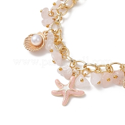 Rose naturelle perles de pépites de quartz bracelets&nbsp;BJEW-JB13155-02