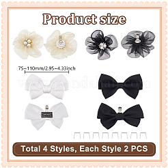 8 шт. 4 стиля пряжек для обуви из полиэстера с цветком и бантом HJEW-GA00032