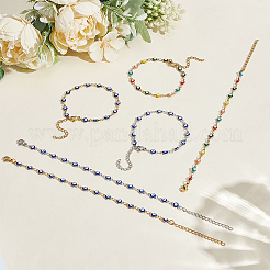 6 шт. двухцветные браслеты из нержавеющей стали и эмали для женщин&nbsp;BJEW-GO0001-30