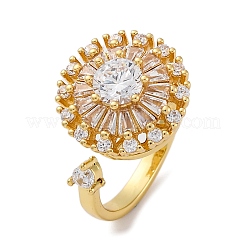 Вращающиеся открытые манжеты-кольца для женщин с изображением подсолнечника&nbsp;LS-RJEW-C118-10G