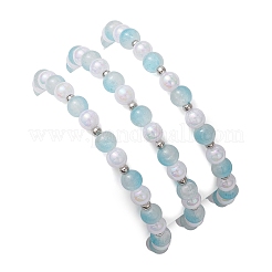 3 Stück 3 Stile runde Stretch-Armband-Sets aus Acryl und Glasperlen&nbsp;BJEW-JB10730-02