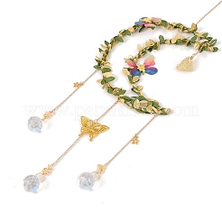 Подвески в форме луны из натурального желтого кварца и латуни&nbsp;HJEW-K046-08G-05