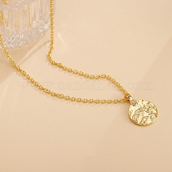 Латунные микропаве прозрачные кубические цирконии гравированные монеты подвески ожерелья&nbsp;FS-WG96BC1-01