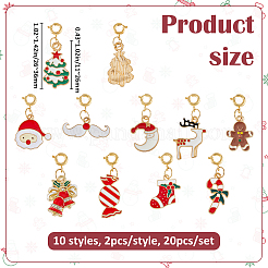 20 шт. 10 стиля рождественские эмалевые подвески из сплава украшения&nbsp;PALLOY-FH00174