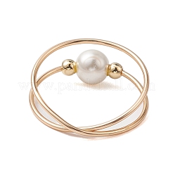 Круглое кольцо с жемчугом-ракушкой и бусинами RJEW-TA00134