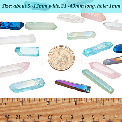 6 набор 6-х цветных гальванизированных бусин из натурального кварцевого кристалла G-OC0004-03