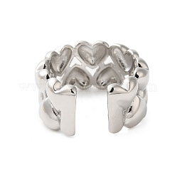 Двухслойные латунные открытые манжеты-кольца в форме сердца для женщин&nbsp;RJEW-A046-02P