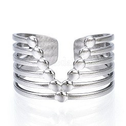 Bague manchette ouverte en acier inoxydable 304 anti-ternissement avec initiale V&nbsp;LS-RJEW-N040-05