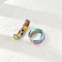 304ステンレススチール研磨効果フープピアス  イオンプレーティング（ip）  虹色  13x4mm&nbsp;EJEW-M001-29C-A