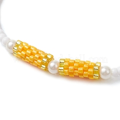 7шт 7 цвета стеклянные бусины эластичные браслеты для женщин&nbsp;BJEW-MZ00153