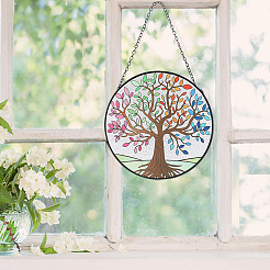 Плоский круглый стеклянный кулон украшение HJEW-WH0042-94A