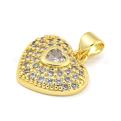 Charms de circonita cúbica micro pavimentados de latón chapado en forma de corazón&nbsp;KK-Z053-17G-04