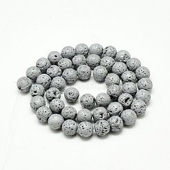 Placcare fili di perle di roccia lavica naturale&nbsp;G-T058-03I-10MM